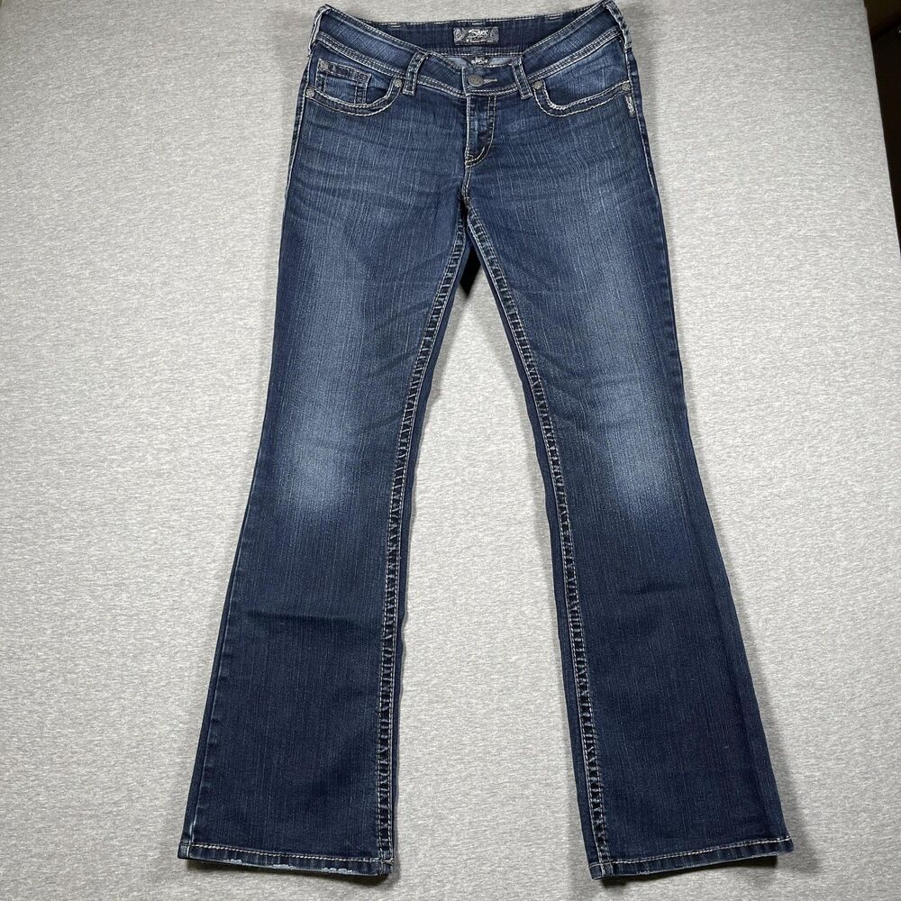 Silver Jeans Co. Jeans Womens 32x34 Blue Bootcut Mid Rise Stretch Embroidered
